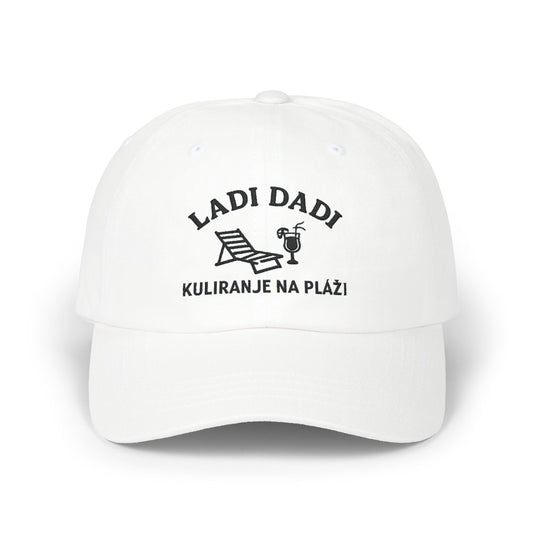 Klasičan kačket sa igrom reči "Ladi dadi, kuliranje na plaži" za kuliranje na plaži i razne druge događaje u 6 boja.