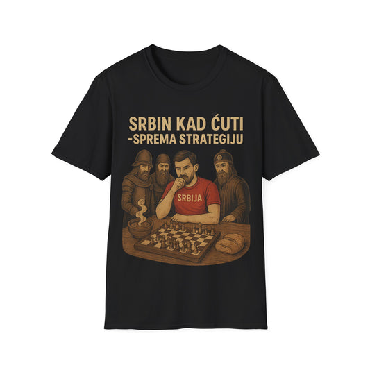 Unisex pamučna majica - "Srbin Kad Ćuti - Sprema strategiju" dizajn